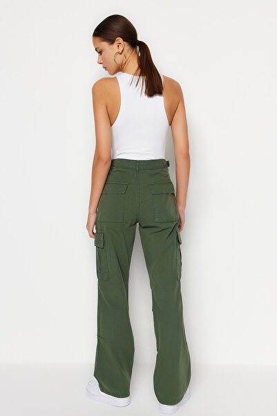 Trendyol Collection Khaki Cargo Pocket Ribstop Parachute Normal Waist Jeans TWOSS23JE00058