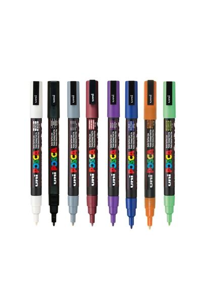 Uni Posca Marker Pen Pc-3m (0.9-1.3mm) Set of 8 Mixed 1