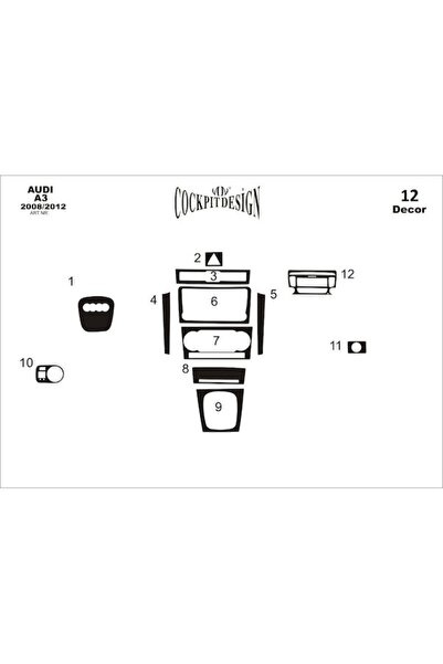 meriç cockpit design ميريتش ®   أودي A3 توربيدو أمامي مطلي أسود لامع 12 قطعة ...
