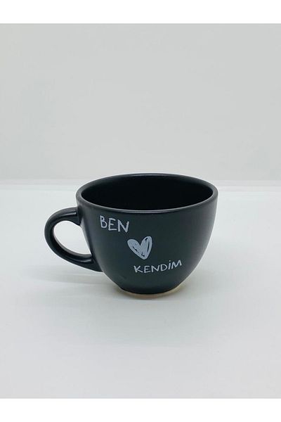 Retina Shop I Heart Myself Matte Black Teacup