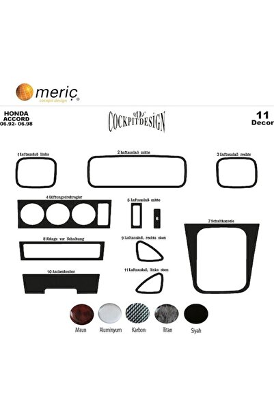 meriç cockpit design ميريك® قطع غيار هوندا أكورد الأمامية توربيدو أسود لامع 1...