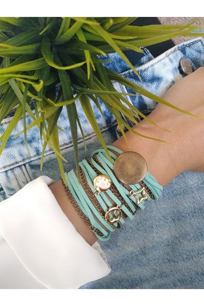 ZeynDesign Mint Suede Wrap Multiple Bracelet