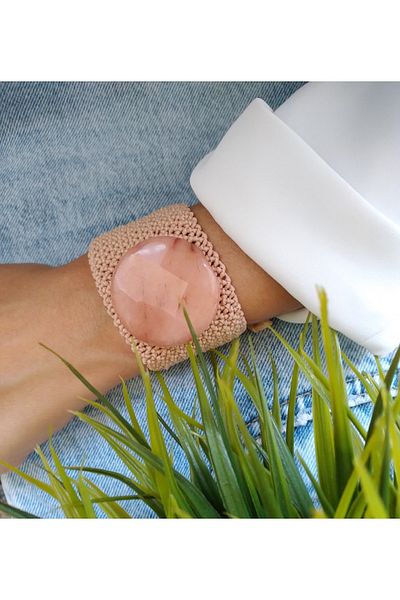 ZeynDesign Salmon Natural Stone Macrame Bracelet