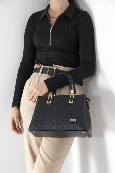 Silver Polo Kadın El Çantası 1000 M46 35437 Siyah Mat Siyah