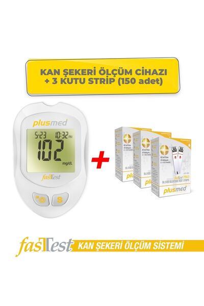 PlusMed Fasttest Kan Şekeri Ölçüm Cihazı ve 3 Kutu Strip