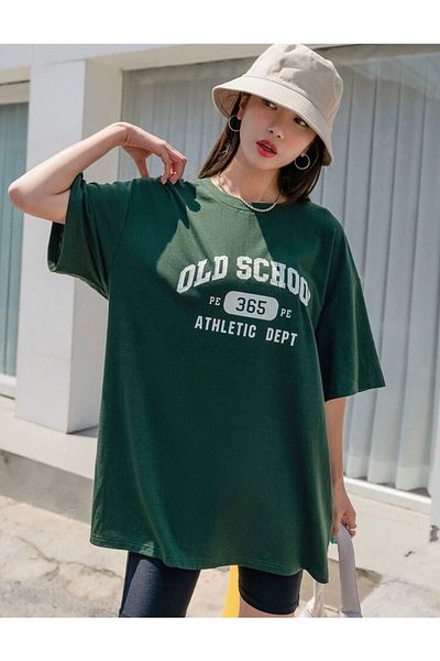 AFROGİYİM Γυναικείο μπλουζάκι Old School με στάμπα Oversize