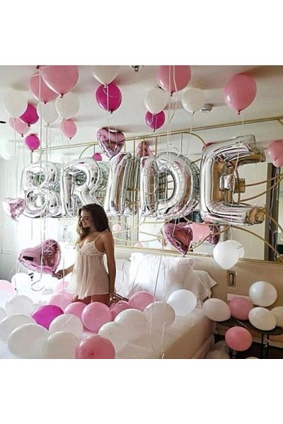 Deniz Party Store مجموعة بالونات فضية مقاس 40 بوصة 100 سم من رقائق الفويل 15 قطعة باللون الوردي الباستيل والأبيض الفوشيا