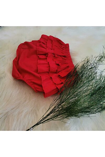 KAYMER TEKS Kız Bebek Kırmızı Fırfırlı Şort