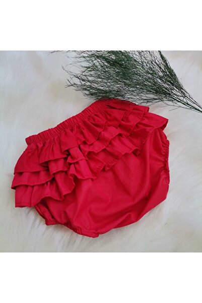 KAYMER TEKS Kız Bebek Kırmızı Fırfırlı Şort