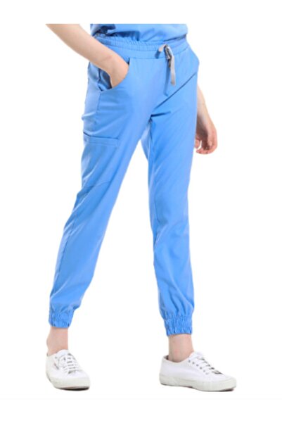 Wio Uniform Jogger- Kadın Likralı Buz Mavi Doktor Hemşire Cerrahi Üniforma Pa...