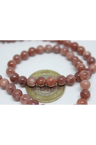 Yasamtohumu حجر كوارتز فراولة نصف صفيف 6 مم (طول 18 سم)