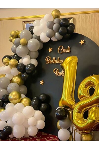 MERİ PARTİ 18 Yaş Doğum Günü Konsept Balon Ve Balon Zinciri 100 Adet Lateks B...
