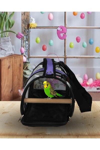 Ans Şeffaf Kuş Taşıma Çantası Mor 17*18*28 Cm