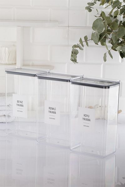 ANJEAHOME Ruda Set of 3 4000 ml Transparent Mica Storage Container Bathroom Organizer 17x11x27 Cm