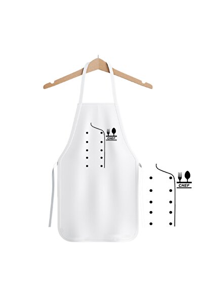 bonecim Baskılı Mutfak Önlüğü Siyah Şef Önlüğü Aşçı Kıyafeti Birinci Kalite A...