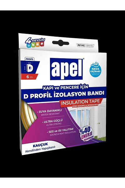 APEL Epdm Insulation Tape Door Window D Profile Rubber White 6 Mt