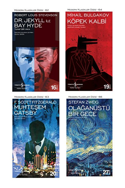 TÜRKİYE İŞ BANKASI KÜLTÜR YAYINLARI Dr. Jekyll Ile Bay Hyde + Köpek Kalbi + Muhteşem Gatsby + Olağanüstü Bir Gece- 4 Kitap Set