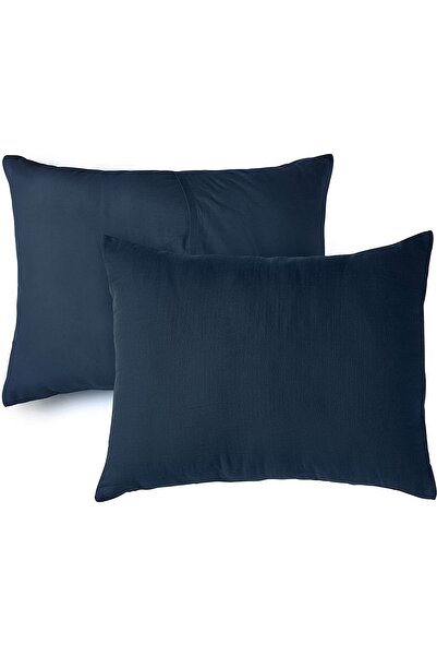 EVYA 100% Organic Cotton 200X220Cm Blue Soft Muslin Duvet Cover Set 4 Layers