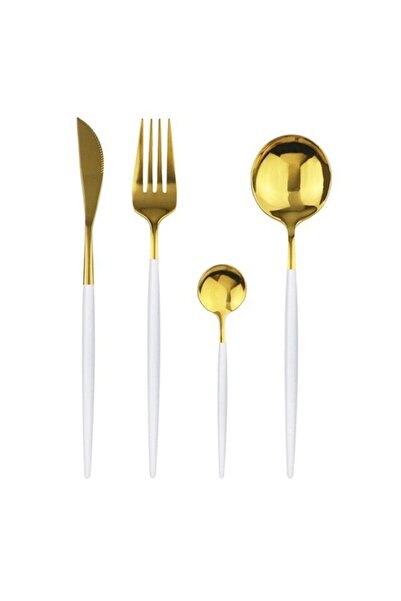 Demir Çeyiz Dmr Life 42 Piece Matte White Gold Fork Spoon Knife Set