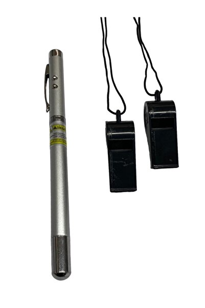 SIFIR312 El Fenerli Lazer Kalem Ve 2 Adet Acil Durum Düdüğü - Metal Deprem La...