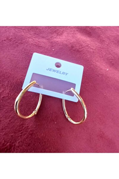 Elvinege Aksesuar Gold Hoop Earrings - Women's Ellipse Hoop Earrings