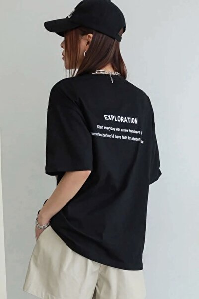 Keywest Μαύρο μπλουζάκι Oversize Γυναικείο «exploration» με στάμπα μπροστά κα...