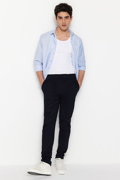 Trendyol Collection Sötétkék Gabardine nadrág - normál szabású TMNSS23PL00037