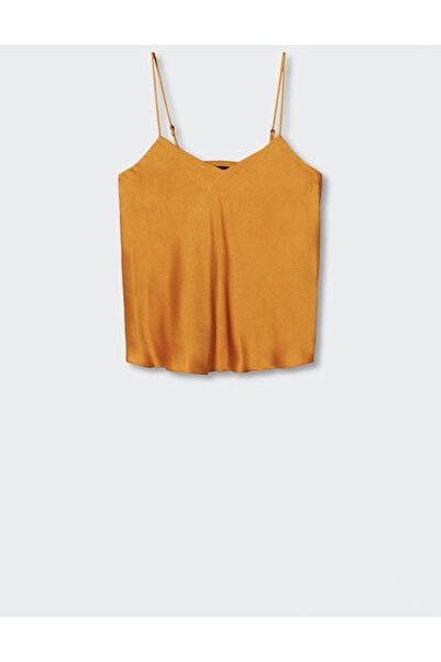 MANGO Woman Mango γυναικεία σατέν μπλούζα με λουράκι