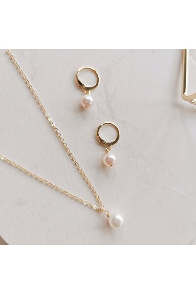 GO Sİ ON Inci Set 2'li Set Kolye Ve Küpe