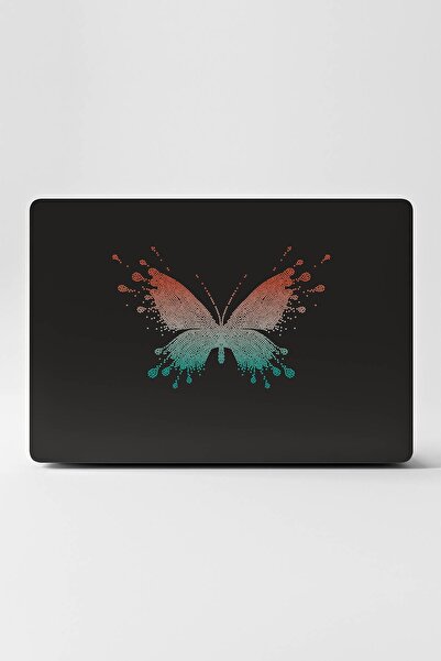 TUGİBU Laptop Sticker Kaplama Notebook Macbook Siyah Kelebek