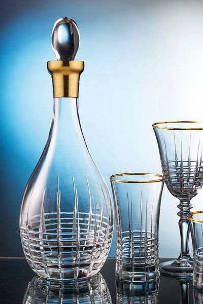 KCD Helen Gold 49 Piece Glass Tableware Presentation Dowry Set Cutting Decor Water Cup Set