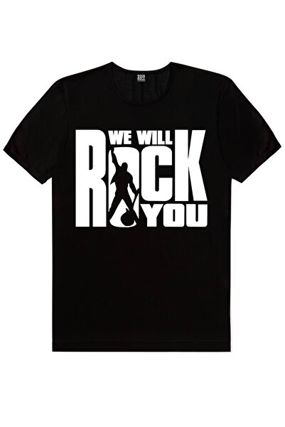 ROCKANDROLL Tricou negru cu mânecă scurtă Just Rock You pentru bărbați