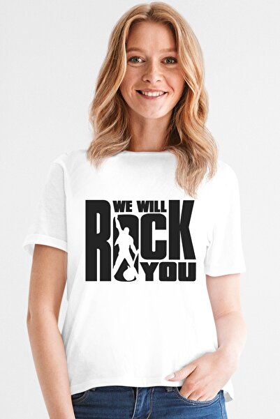 ROCKANDROLL Tricou alb cu mânecă scurtă Just Rock You de damă