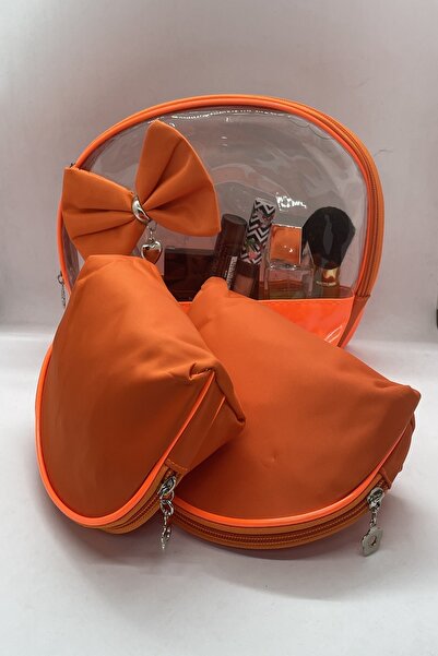 MENİSE Fiyonklu Şeffaf Üçlü Makyaj Set