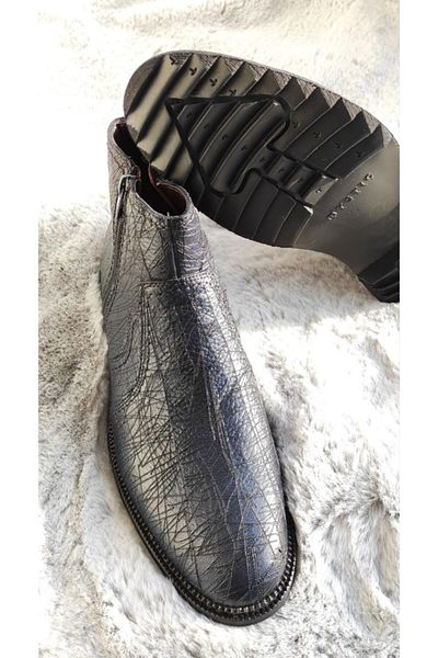 Of&Off Men's Navy Blue Laser Cut Boots