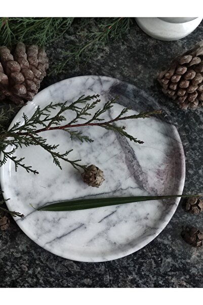 Pergamon Lilac (Leylak) Mermeri Dekoratif Veya Sunum Tabağı Gerçek Mermer