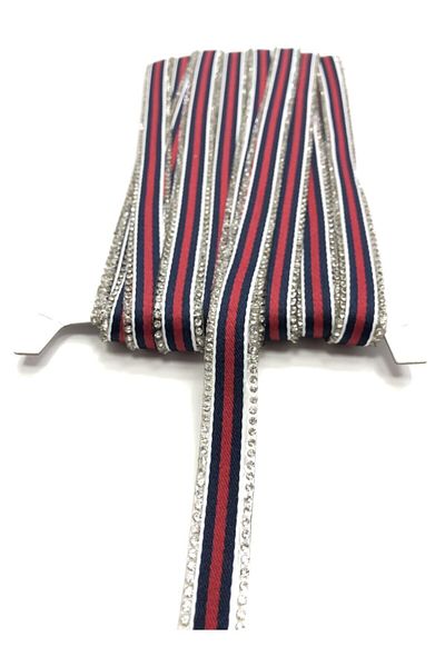 Hobigram Διακοσμητική κορδέλα Navy Blue Red Iron-on Adhesive Sconce Ribbon – Κορδέλα, Κομψό Σχέδιο, Γυναικείο Αξεσουάρ