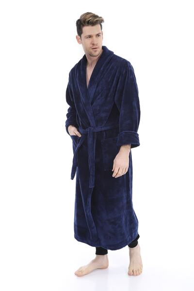 NETY WEAR Men's Navy Blue Ultra Soft Dressing Gown 476