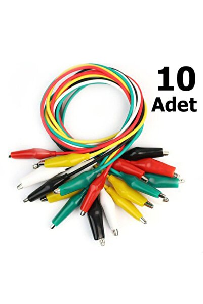 Hobialem 10 Adet, Krokodil Kablo, Büyük Boy, Kaliteli, 30 Cm, Test Kablosu, Iki Ucu Kıskaçlı Kablo