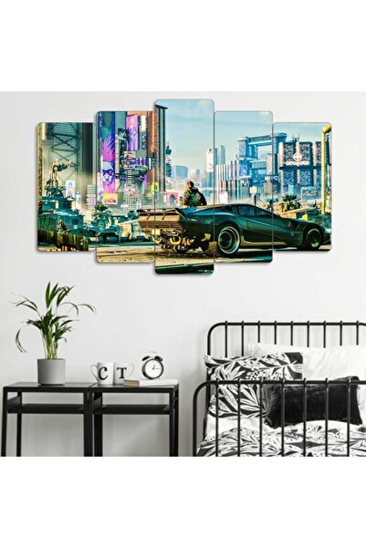 EVLOYA Cyberpunk 2077 - 5 Parçalı Tablo