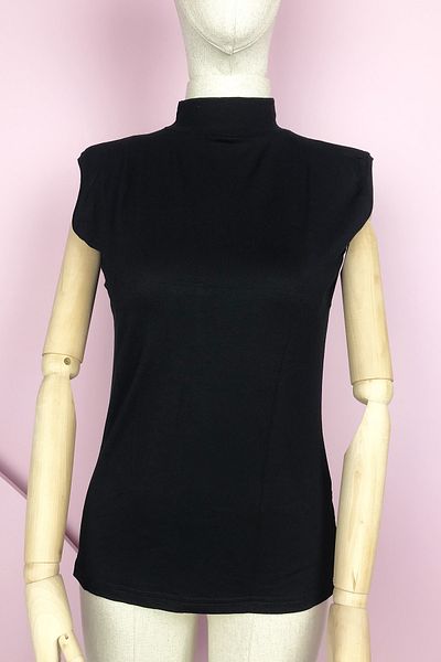 Vivaldi Women's Ladies Black Cotton Combed Turtleneck Zero Sleeve Sleeveless Bady Body Underwear 17