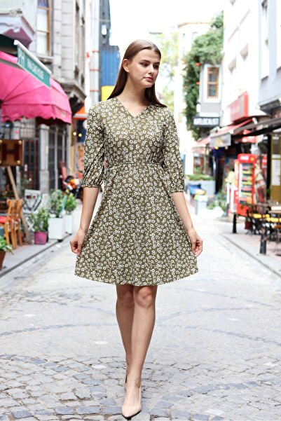 AVVER Φόρεμα με φλοράλ στάμπα με ελαστική μέση