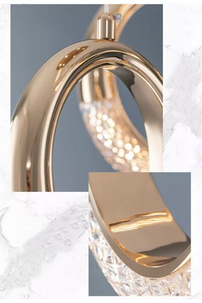 burenze Elegance Luxury Tasarım Modern Sarkıt Led Avize Gold Sarı Ledli Avize