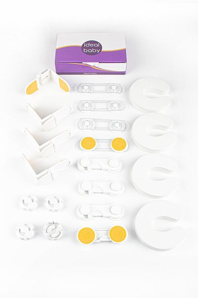 İdeal Baby 4pcs Sponge Door Stopper+mini Multi-Purpose Lock+cap Lock+corner Lock+price Cover