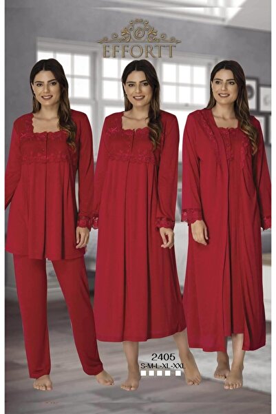 Lohussa مجموعة من 4 قطع للحوامل بأكمام من الدانتيل باللون الفوشيا