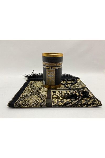akar hac Kaaba Pattern Boxed Prayer Rug Set