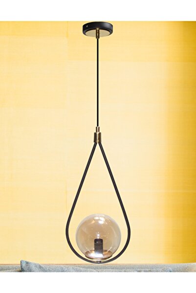 MŞ Aydınlatma Katre Mat Siyah Bal Camlı Tekli Avize