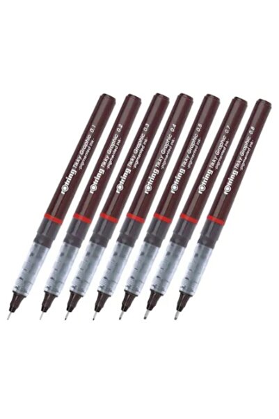 Rotring Tikky Grafik Teknik Çizim Kalem Seti 7'li Set Siyah