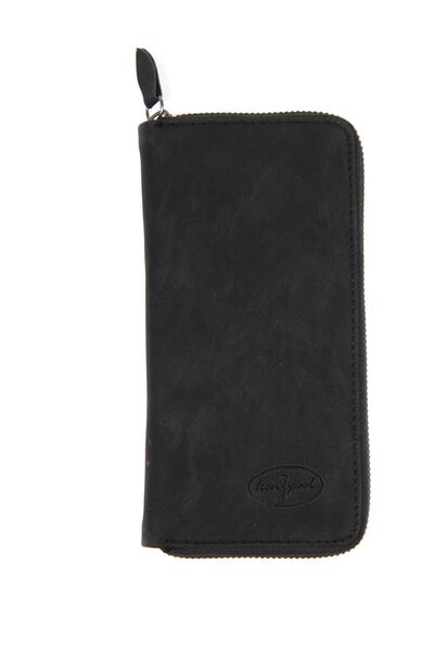 Kenpool Zippered Credit Card Holder Wallet Opening 6 Compartments Nubuck Black (knp-13s) Model