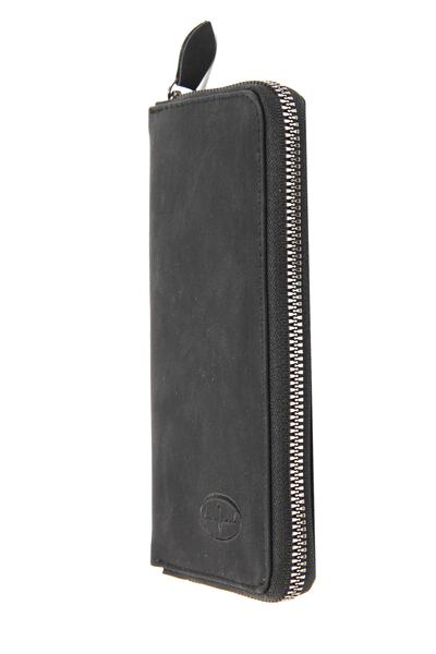 Kenpool Zippered Credit Card Holder Wallet Opening 6 Compartments Nubuck Black (knp-13s) Model